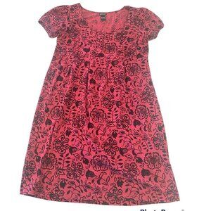 RGl New York Fushia Floral Art Empire, Dress Lightweight, Women's Large
